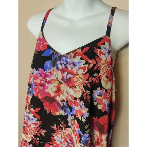 Torrid Sophie Black Floral Lined Chiffon Cami Tank Top Size 00 (M/L)‎ - Picture 2 of 7